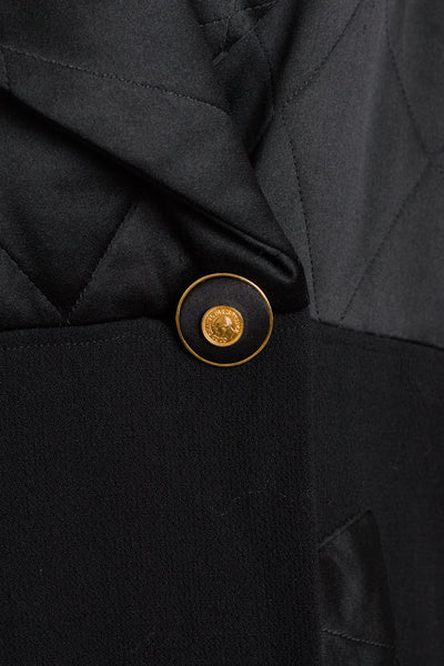 Chanel Vintage Black Wool and Silk Quilted Jacket