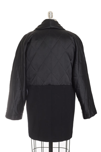 Chanel Vintage Black Wool and Silk Quilted Jacket