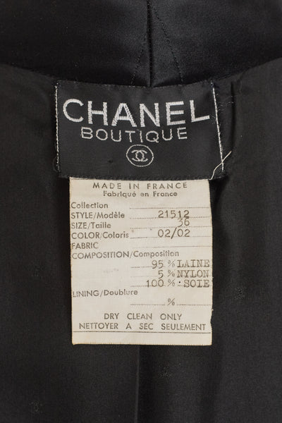 Chanel Vintage Black Wool and Silk Quilted Jacket