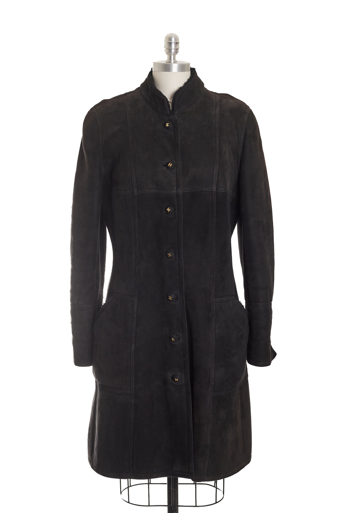 Chanel Rare Vintage Black Suede and Shearling Coat