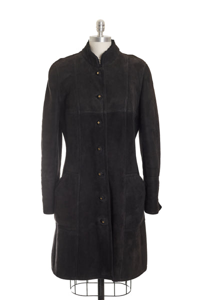 Chanel Rare Vintage Black Suede and Shearling Coat