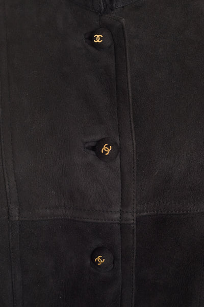 Chanel Rare Vintage Black Suede and Shearling Coat