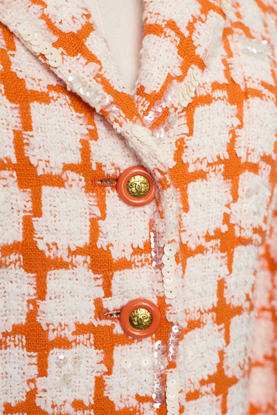 Chanel Rare Vintage 1995 SS Barbie Runway Orange Tweed and Sequin Jacket