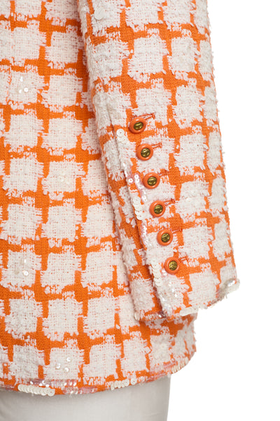 Chanel Rare Vintage 1995 SS Barbie Runway Orange Tweed and Sequin Jacket