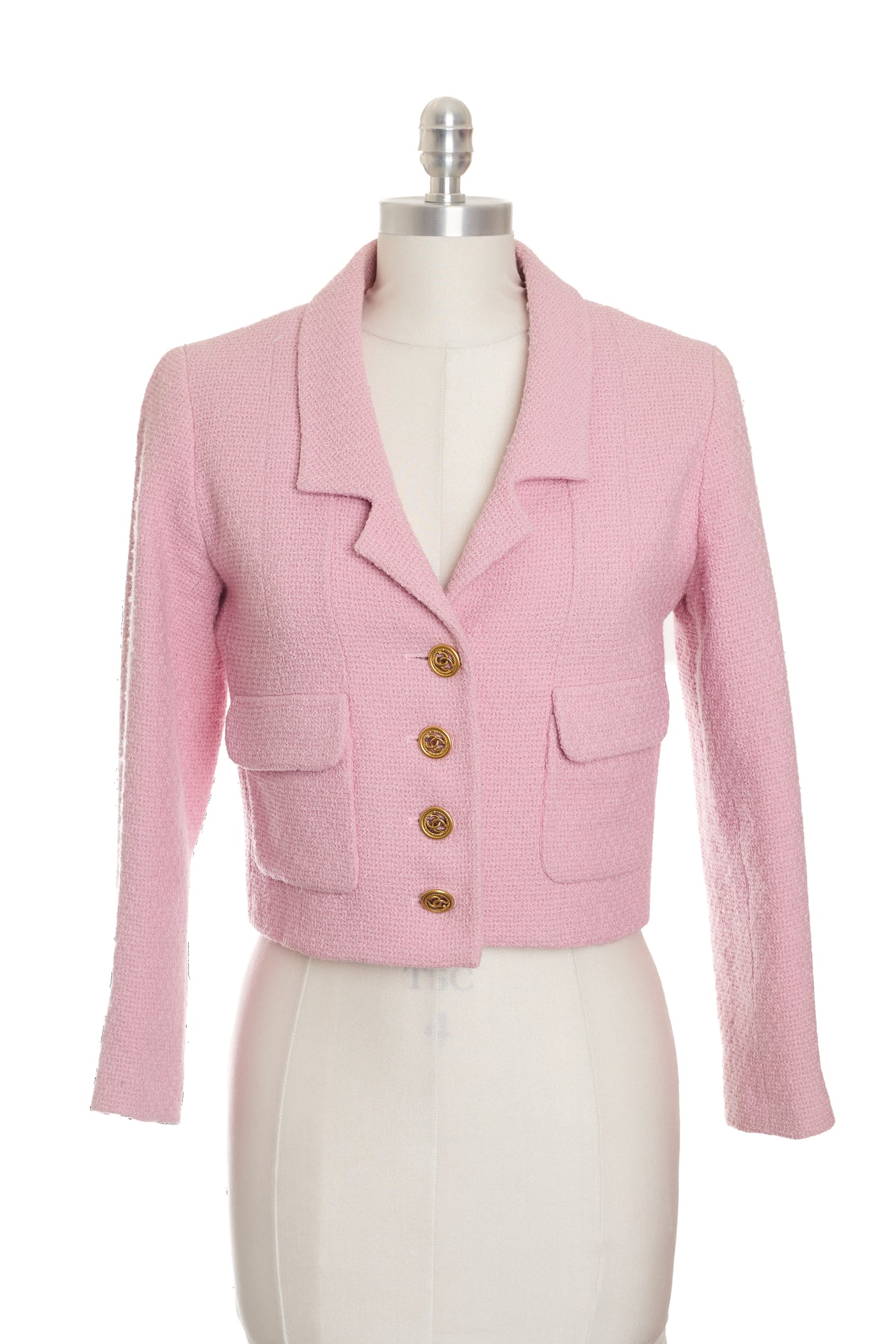 Chanel Vintage Pink Tweed Cropped Jacket