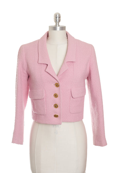 Chanel Vintage Pink Tweed Cropped Jacket