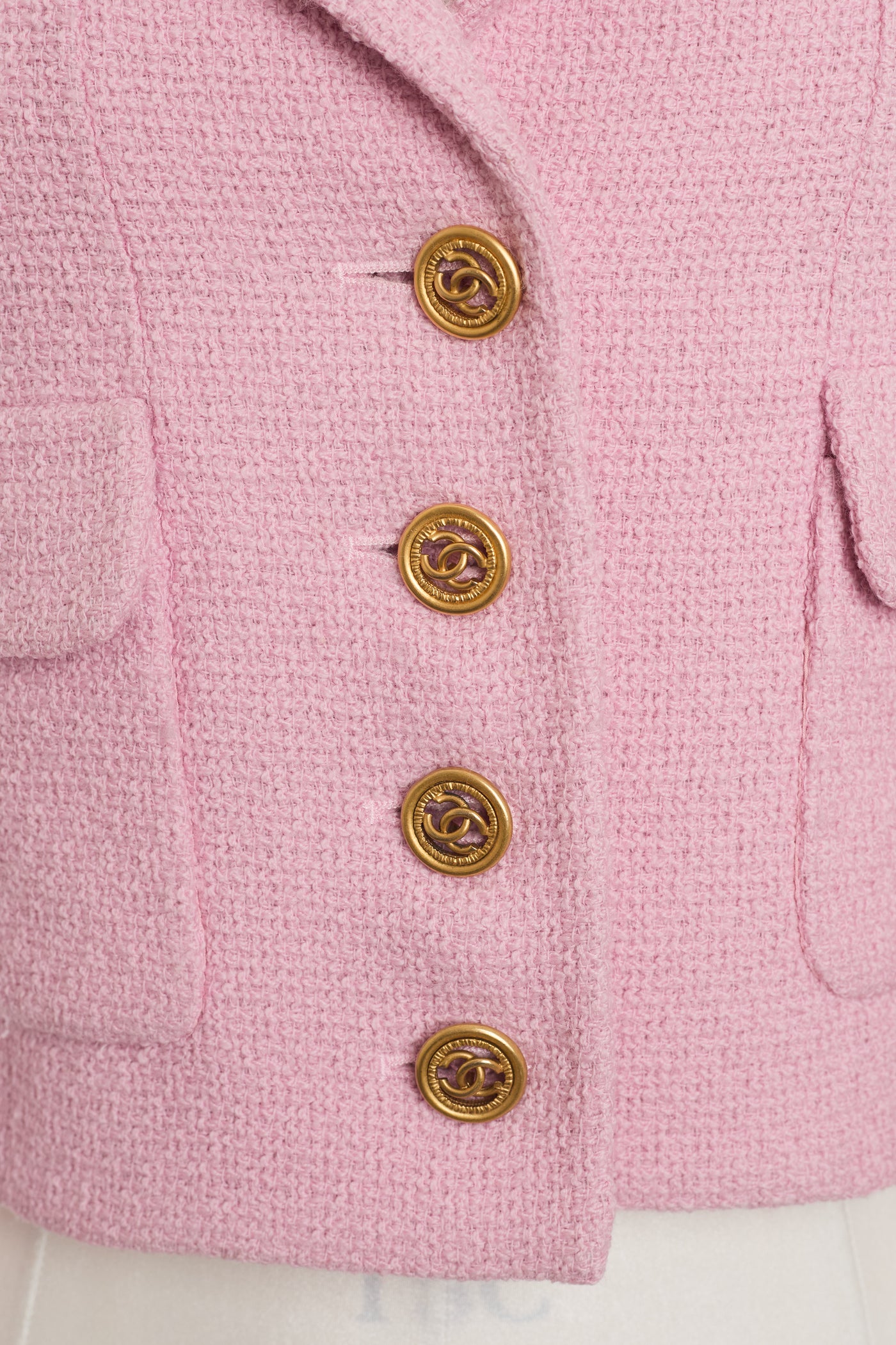 Chanel Vintage Pink Tweed Cropped Jacket