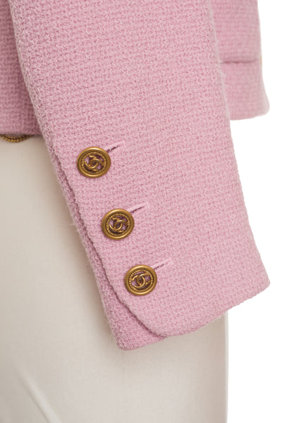 Chanel Vintage Pink Tweed Cropped Jacket