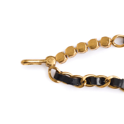 Chanel Vintage 1995 SS Runway Chain, Leather and Crystal CC Belt 83