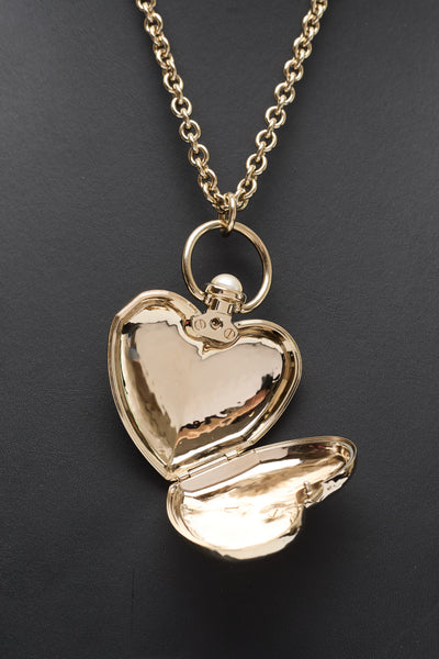 Chanel XXL CC Heart Locket Necklace