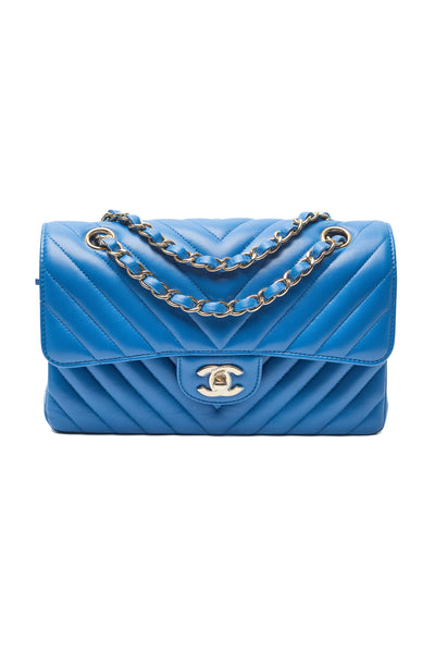Chanel Royal Blue Lambskin Chevron Small Classic Flap
