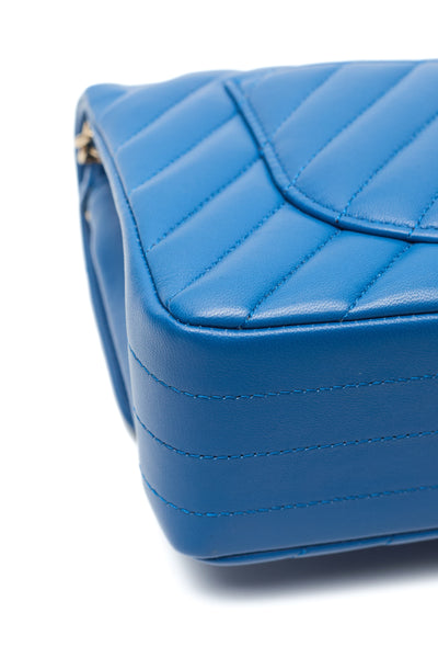 Chanel Royal Blue Lambskin Chevron Small Classic Flap