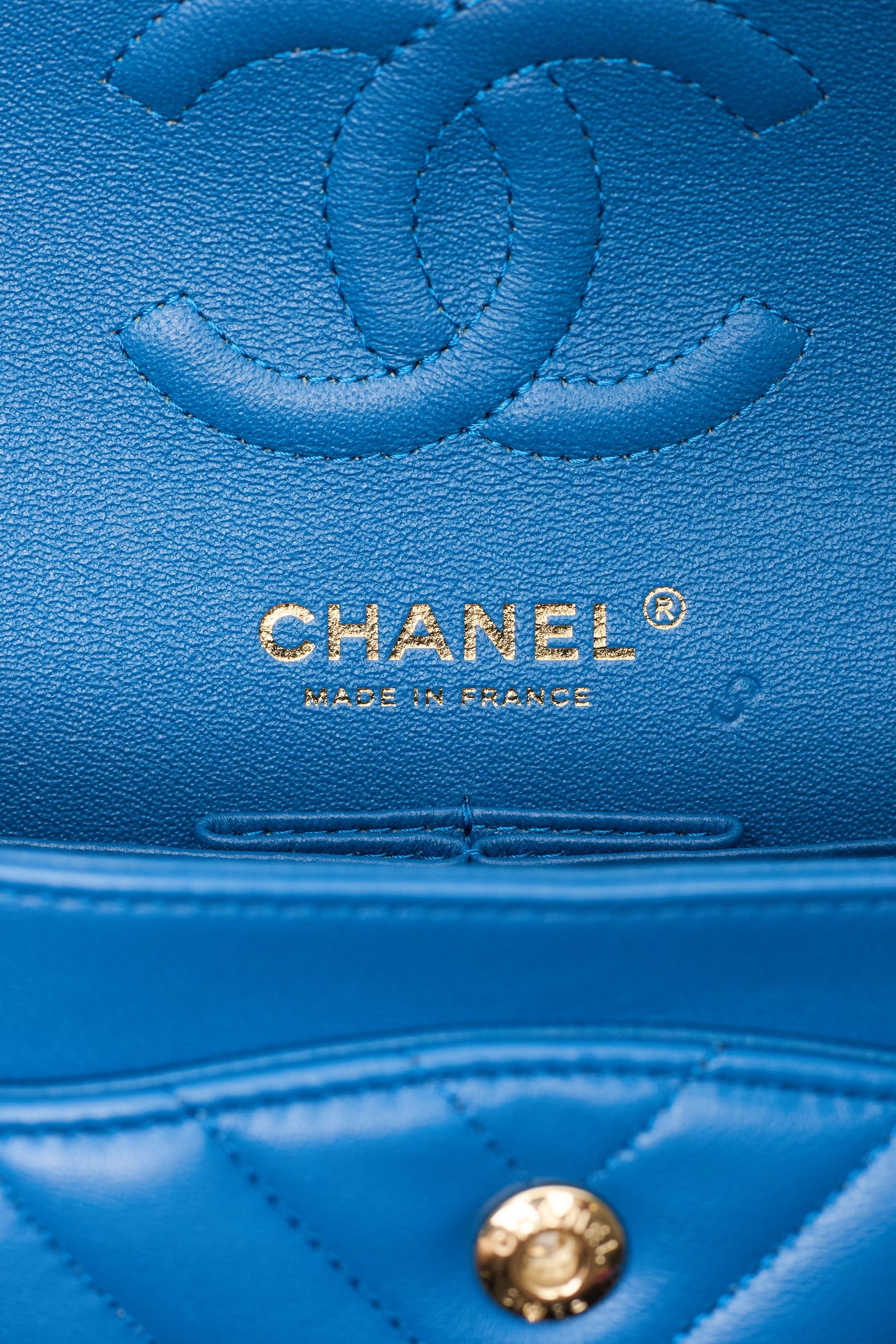 Chanel Royal Blue Lambskin Chevron Small Classic Flap