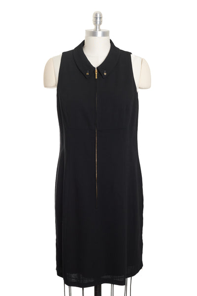 Chanel Vintage 1995 SS Runway Black Wool Zip Up Dress