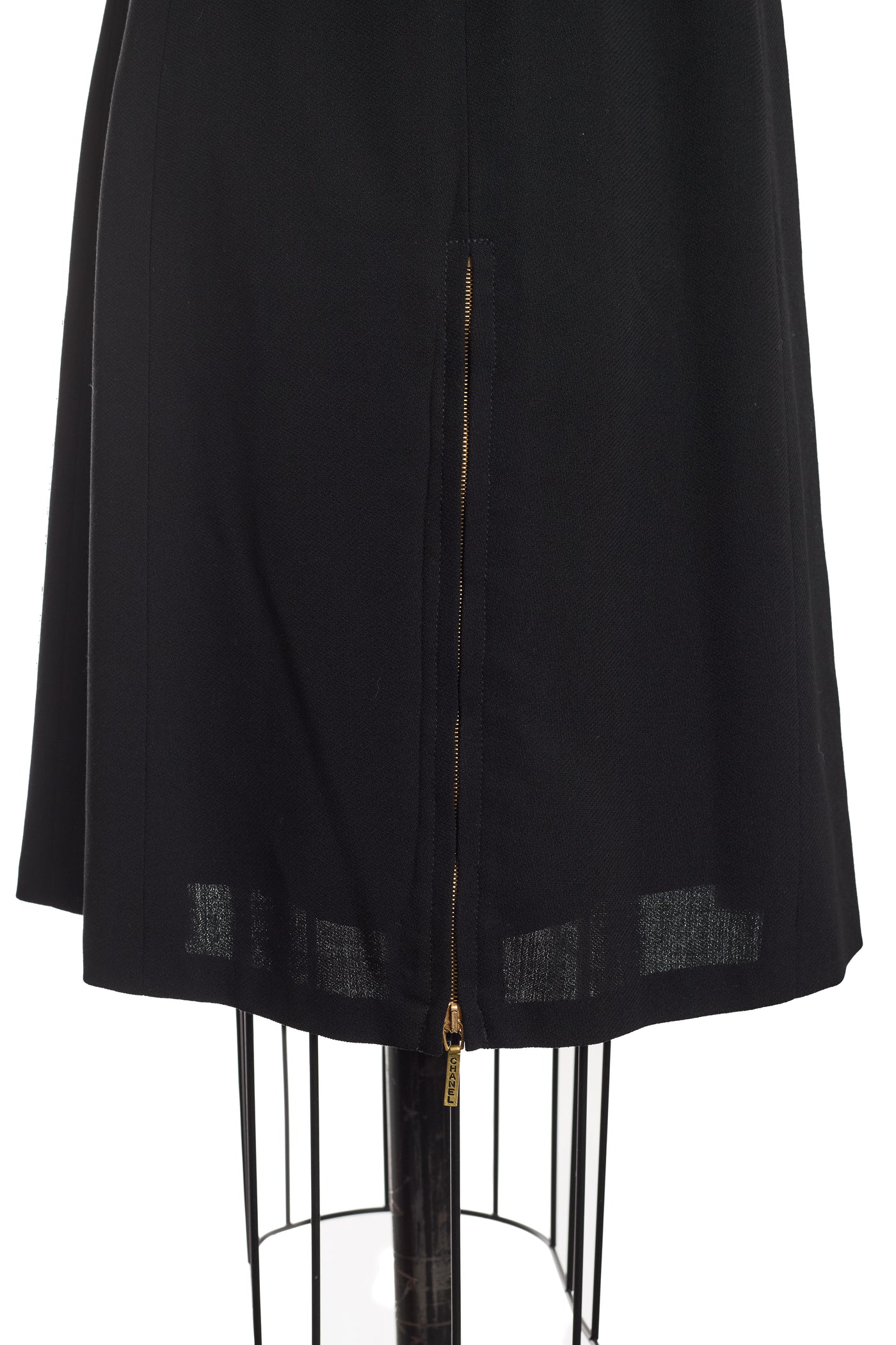 Chanel Vintage 1995 SS Runway Black Wool Zip Up Dress