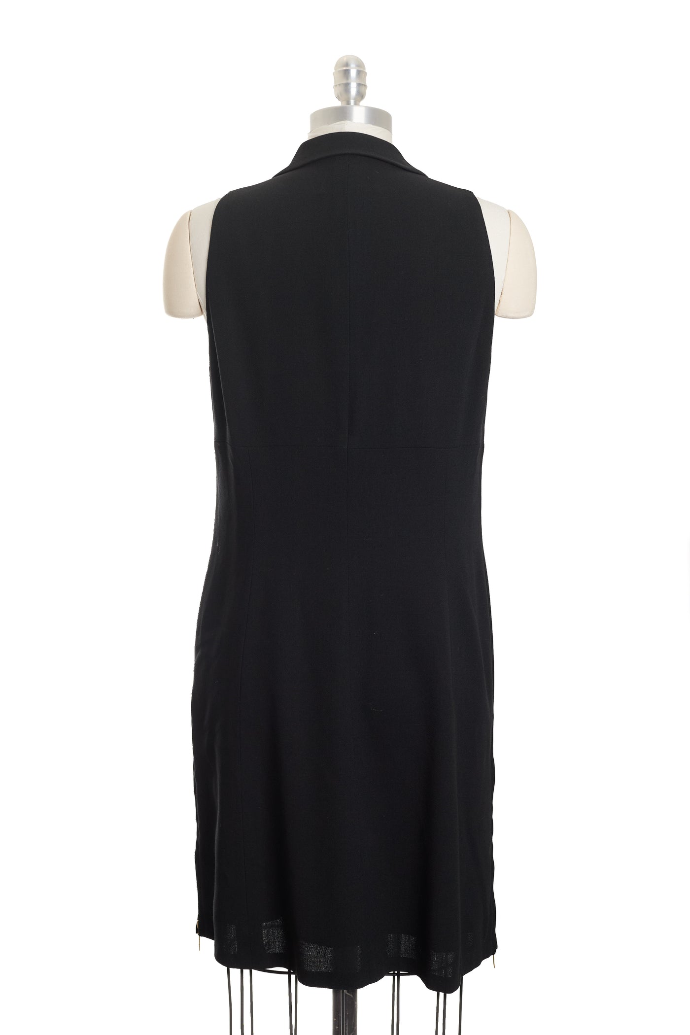Chanel Vintage 1995 SS Runway Black Wool Zip Up Dress