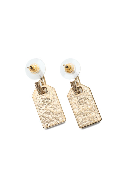Chanel CC Dog Tag Drop Earrings