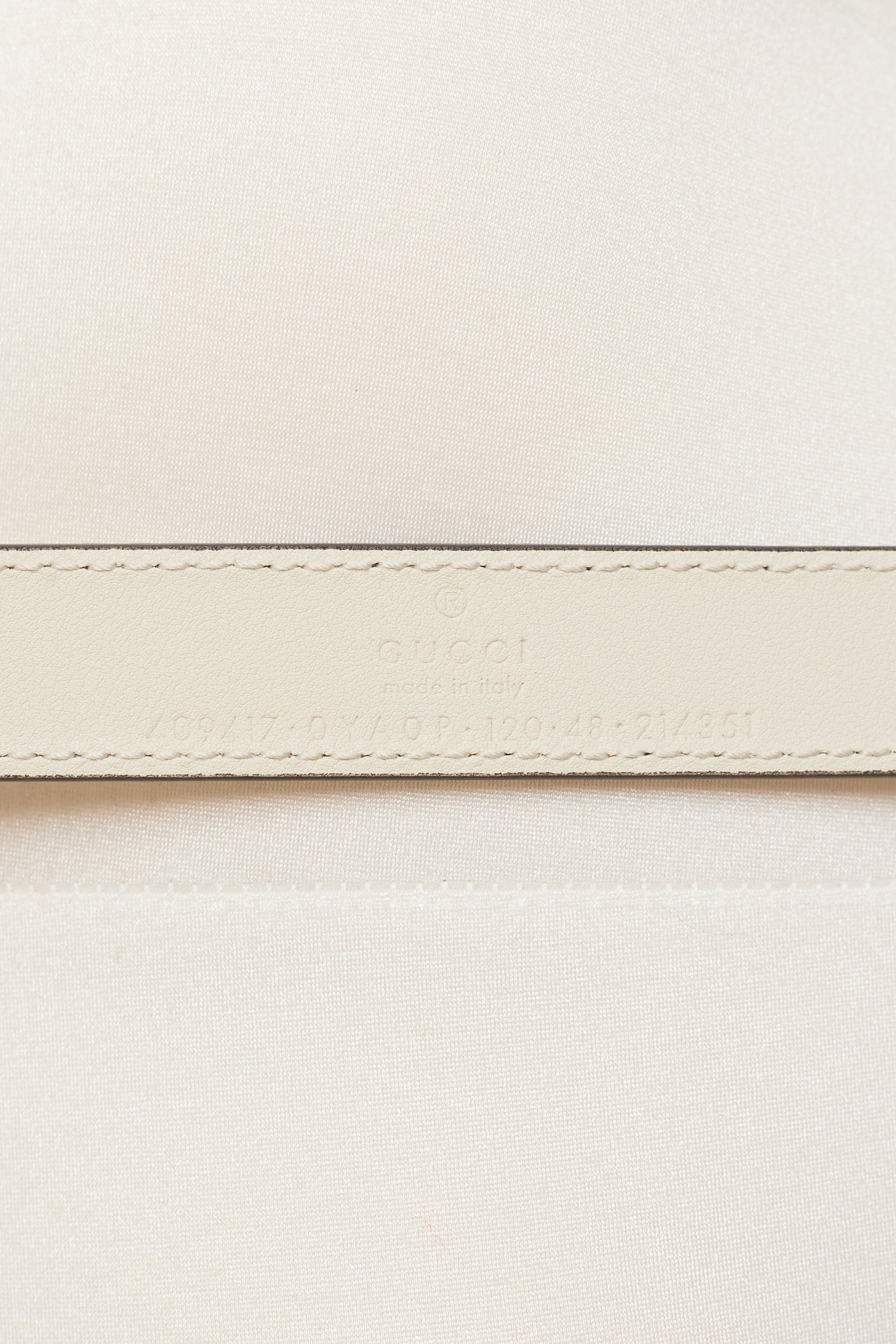 Gucci Ecru Slim Leather GG Belt 120