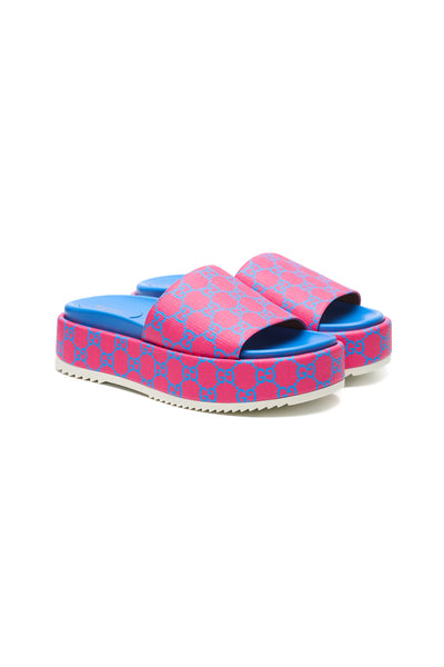 Gucci Pink and Blue Supreme Joy Platform Sandals Size 39.5