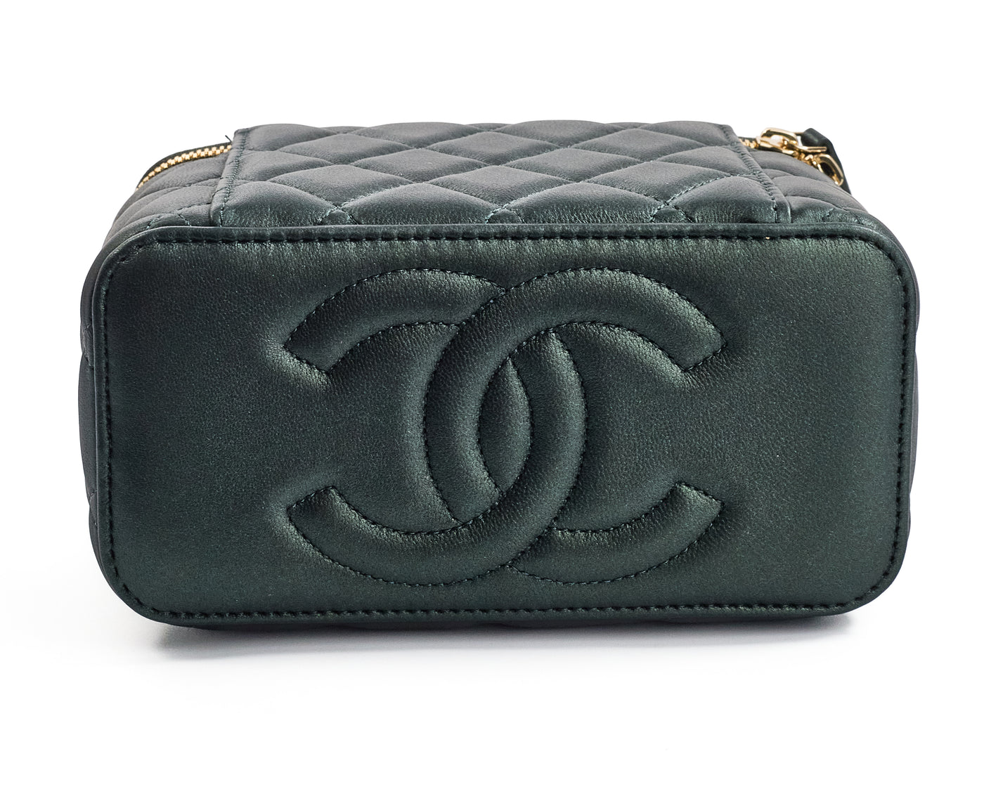 Chanel 2022 Emerald Green Lambskin Vanity Bag