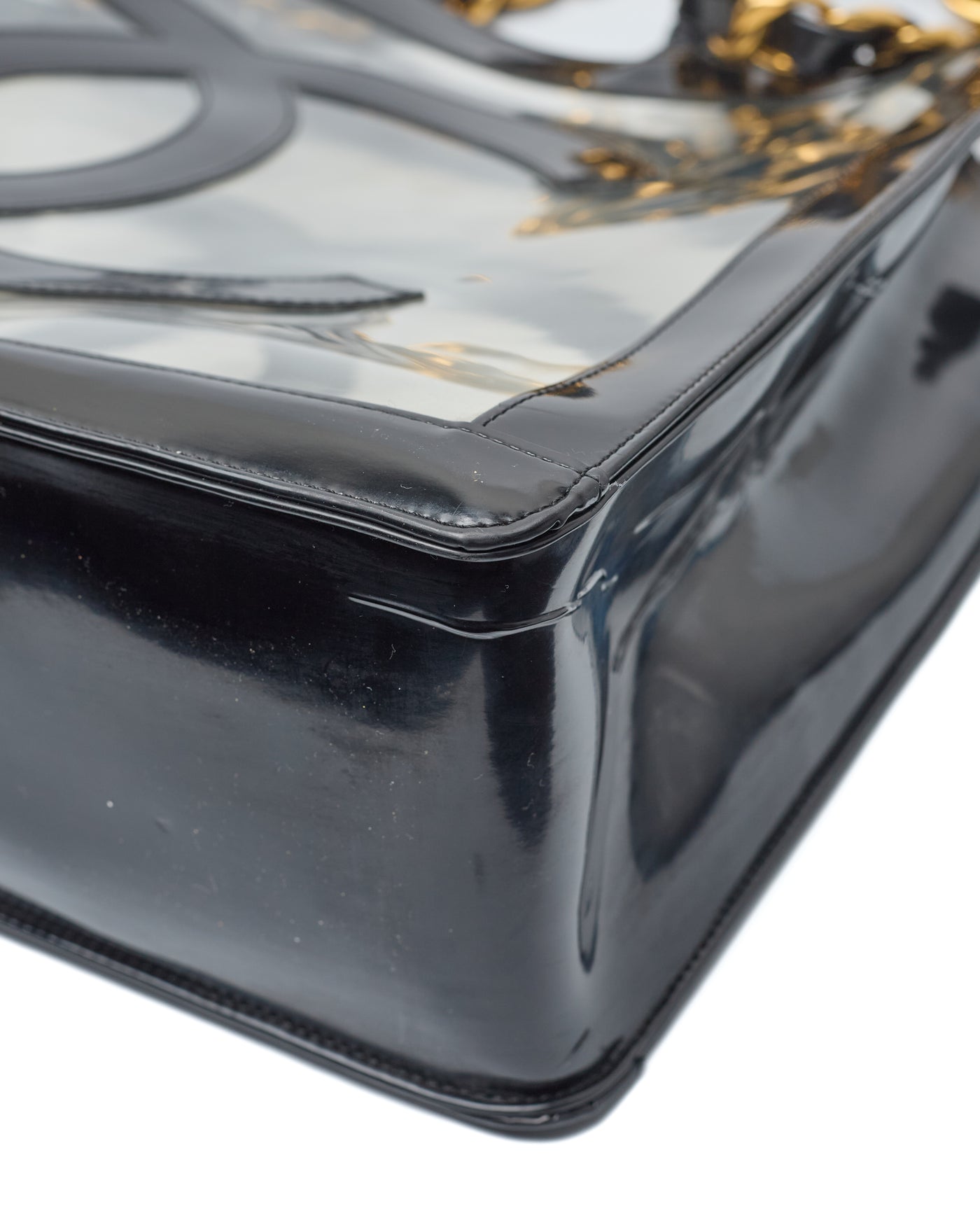 Chanel Vintage 1995 SS Barbie Runway Black Patent Leather and PVC Tote