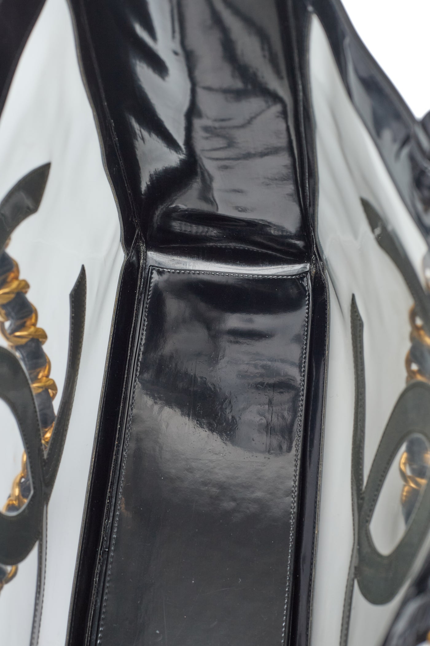 Chanel Vintage 1995 SS Barbie Runway Black Patent Leather and PVC Tote