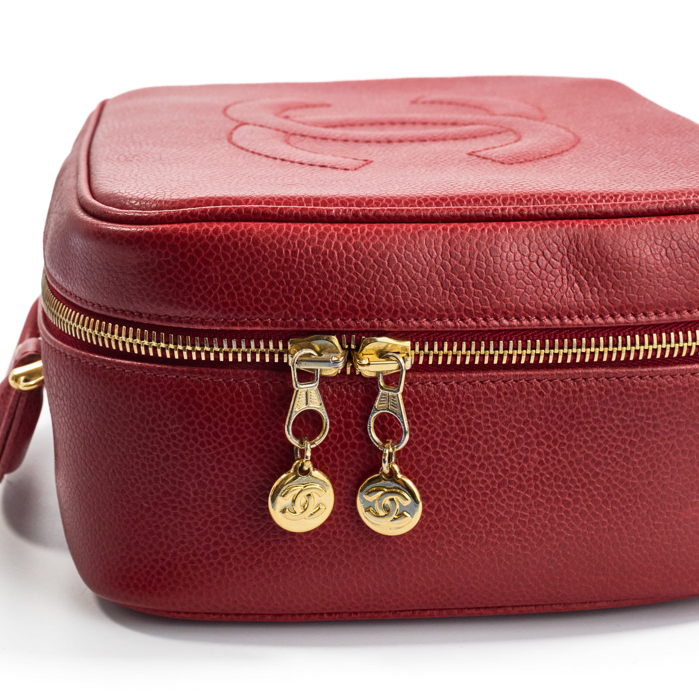 Chanel Vintage Red Caviar Two-Way Vanity Bag