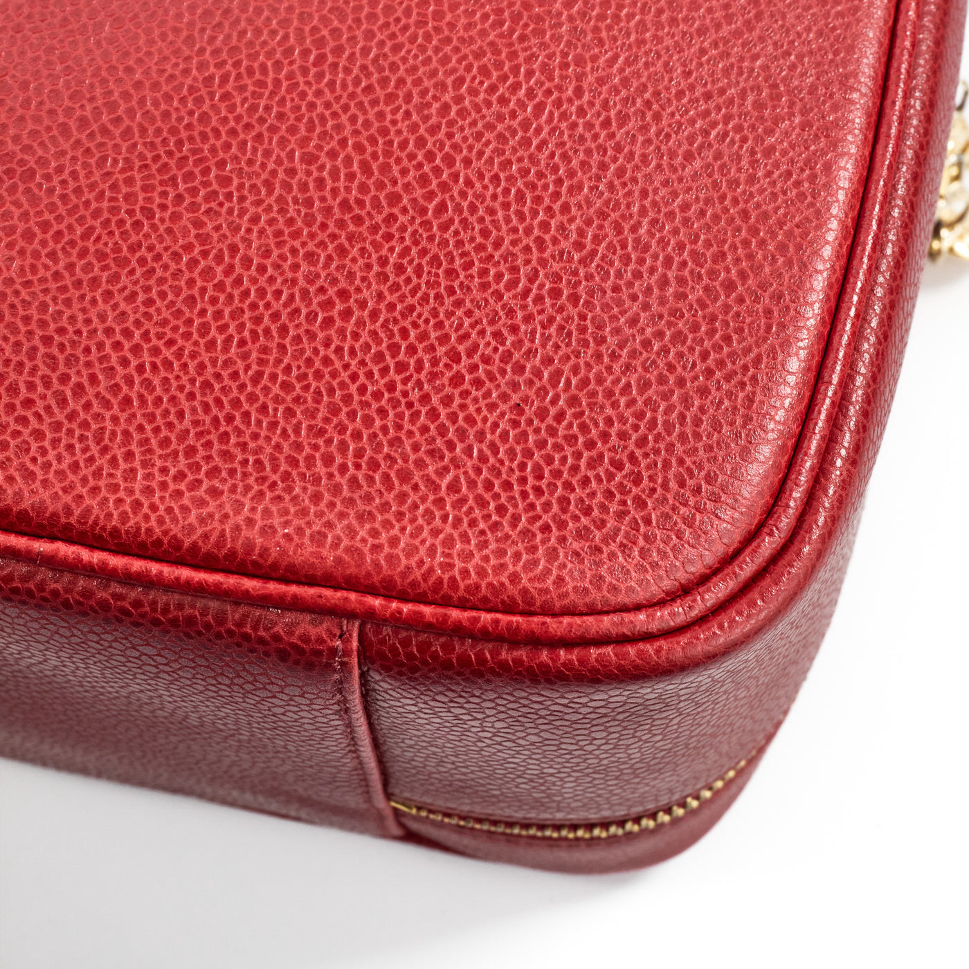 Chanel Vintage Red Caviar Two-Way Vanity Bag