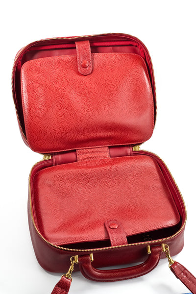 Chanel Vintage Red Caviar Two-Way Vanity Bag