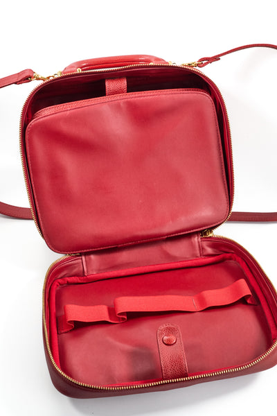 Chanel Vintage Red Caviar Two-Way Vanity Bag