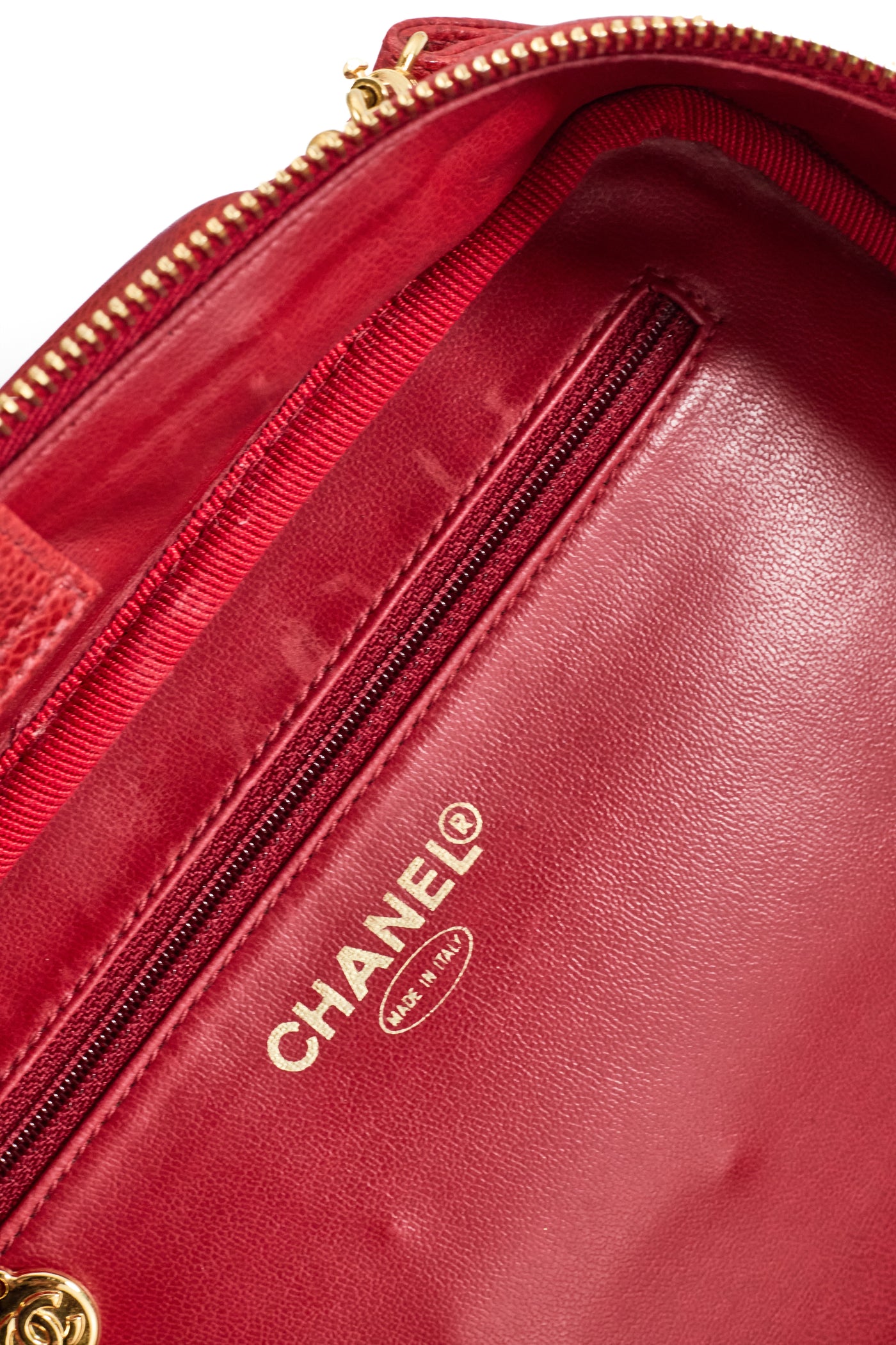 Chanel Vintage Red Caviar Two-Way Vanity Bag