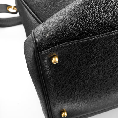 Chanel Vintage Supermodel Black Caviar Tote Bag