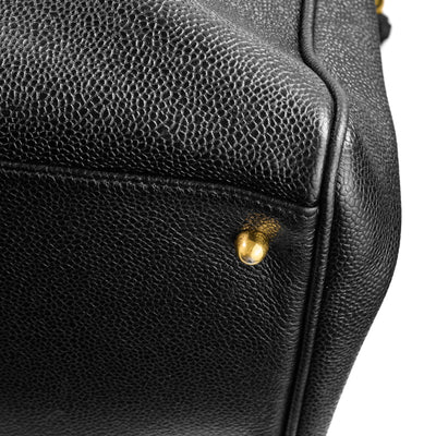 Chanel Vintage Supermodel Black Caviar Tote Bag