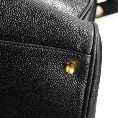 Chanel Vintage Supermodel Black Caviar Tote Bag