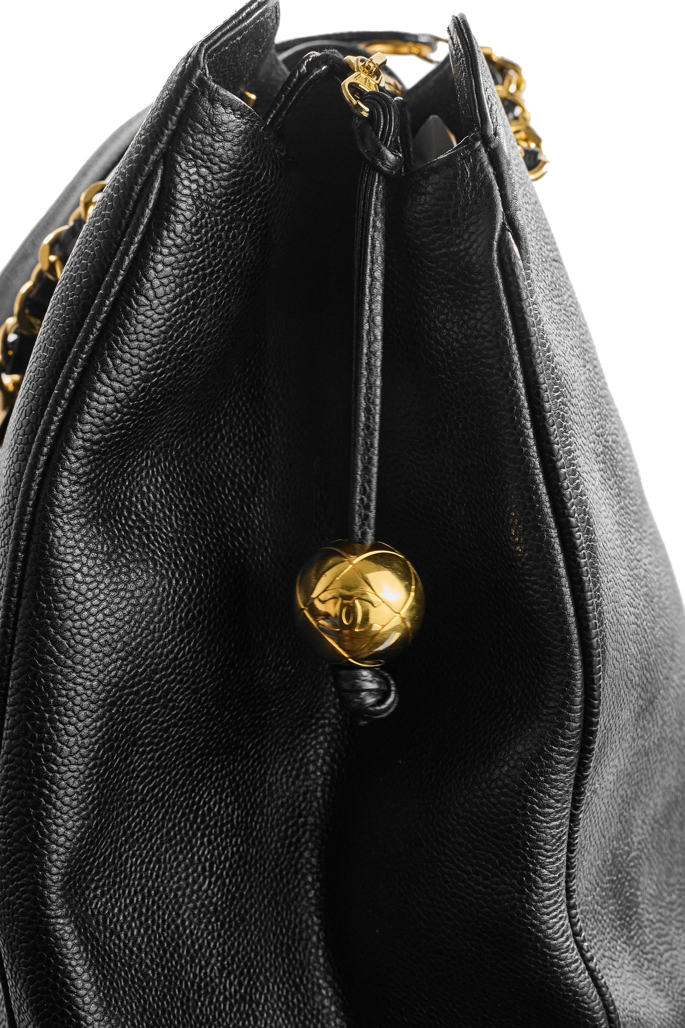 Chanel Vintage Supermodel Black Caviar Tote Bag
