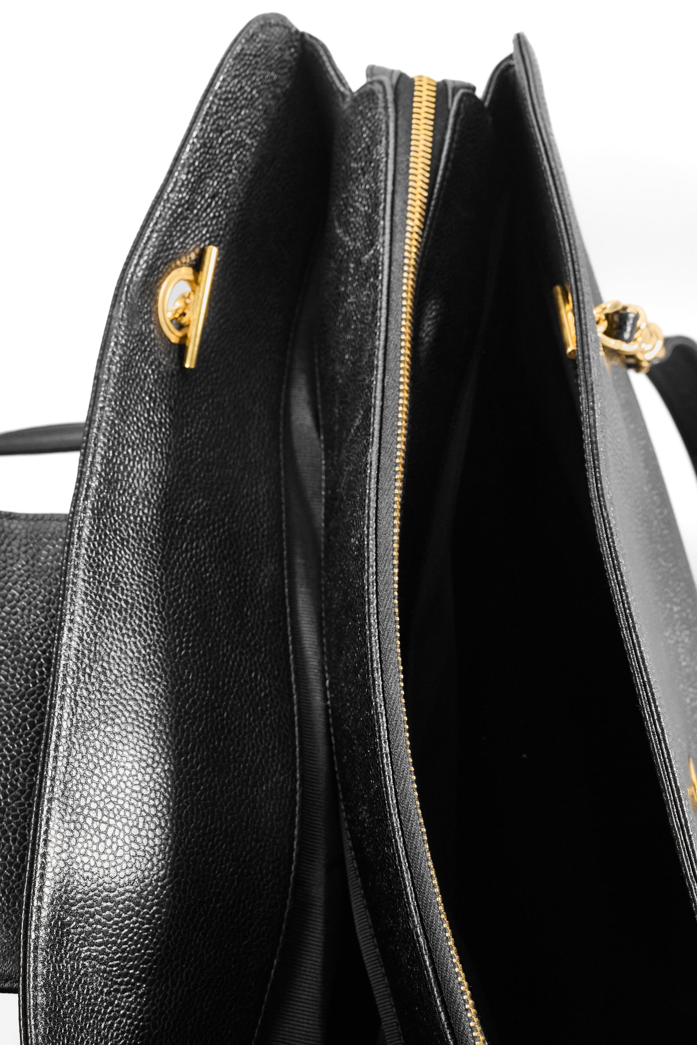 Chanel Vintage Supermodel Black Caviar Tote Bag
