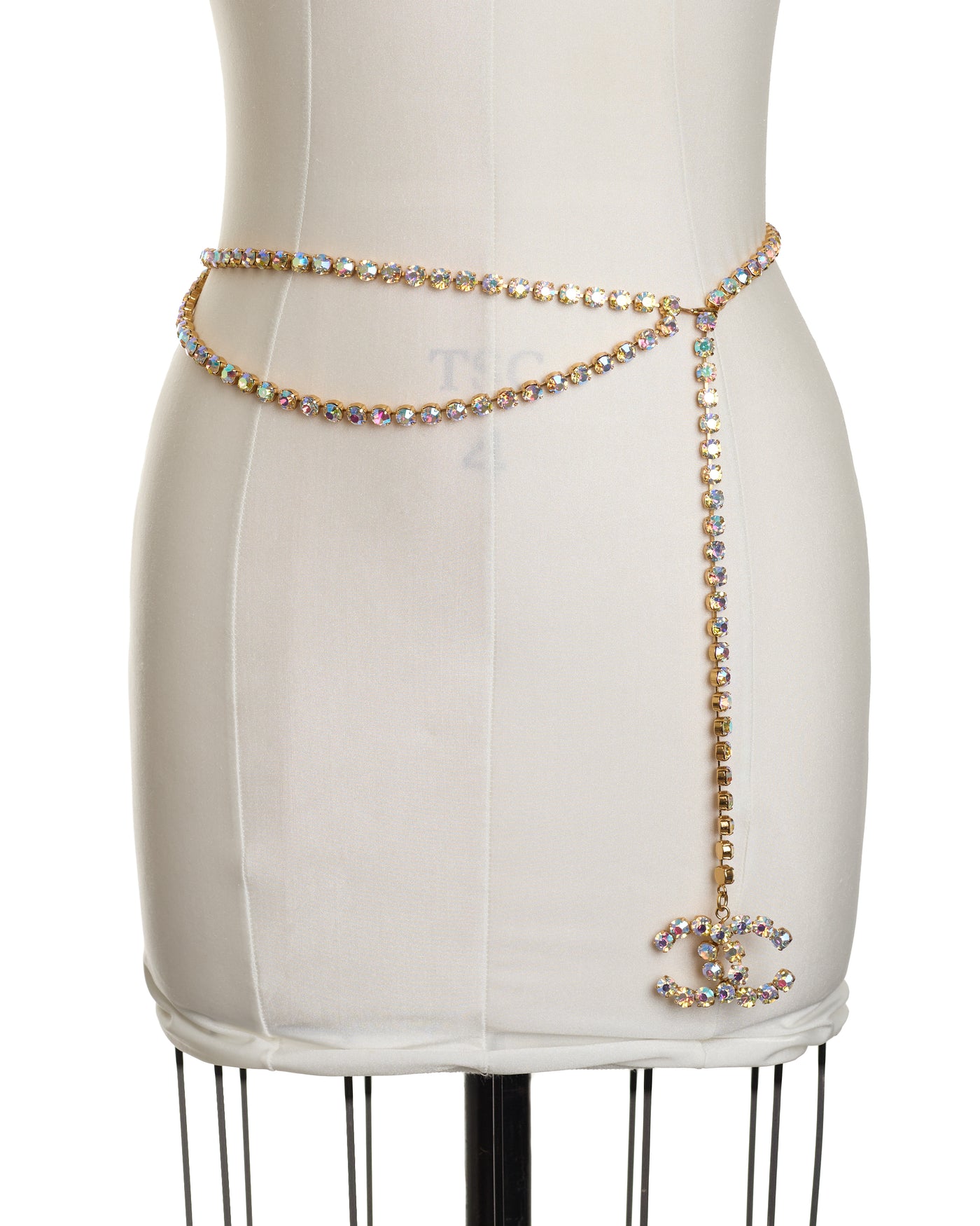 Chanel Vintage 1995 SS Runway Aurora Crystal CC Belt 92