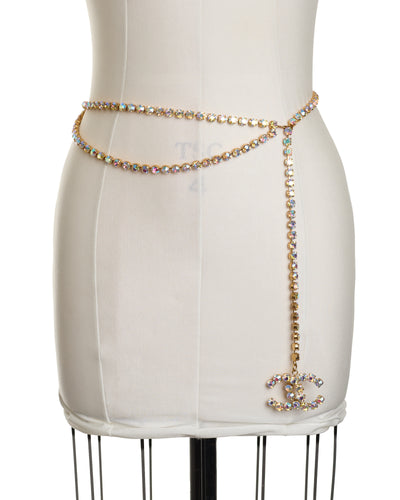 Chanel Vintage 1995 SS Runway Aurora Crystal CC Belt 92