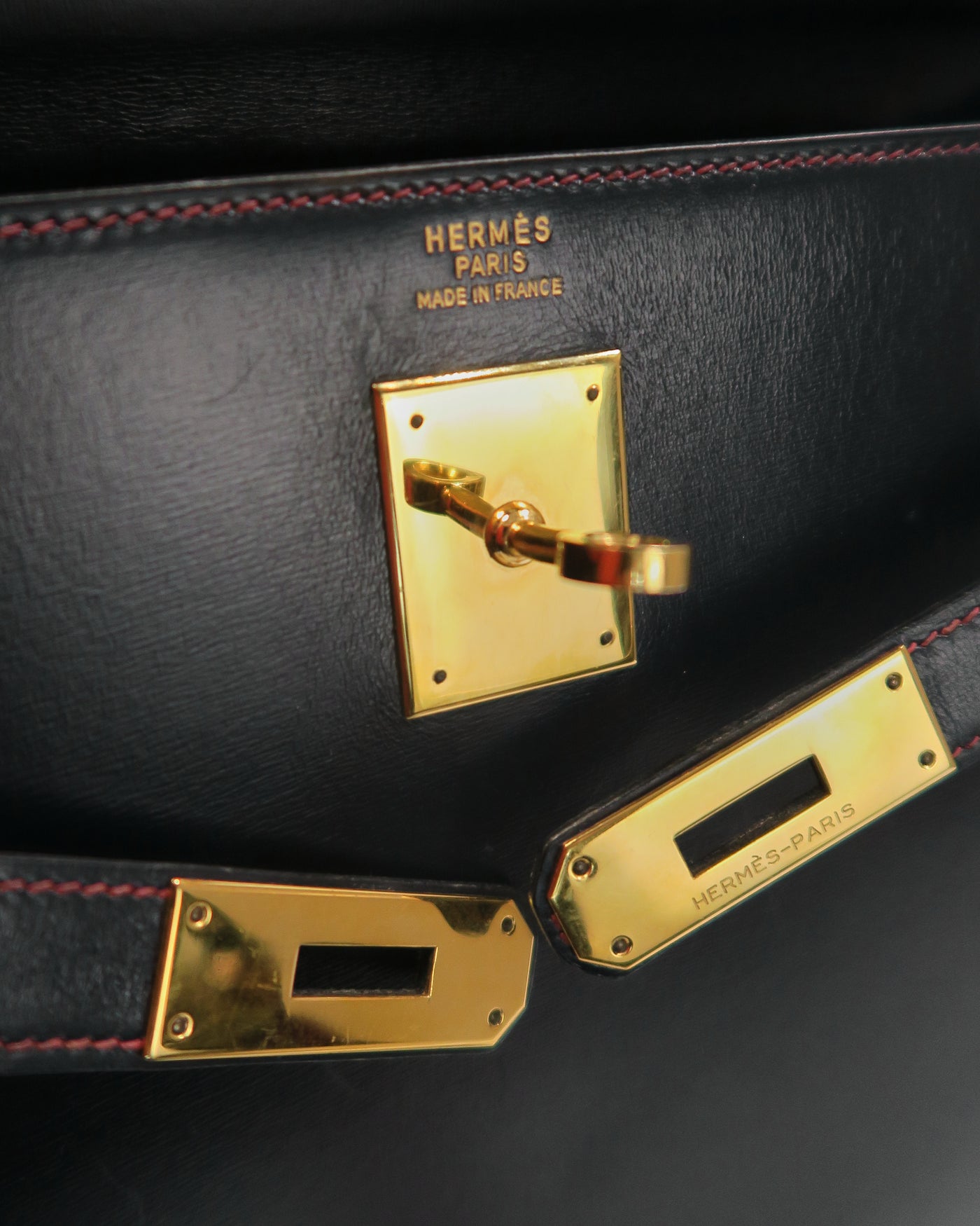 Hermes Vintage Navy Blue Box Calf Kelly 32