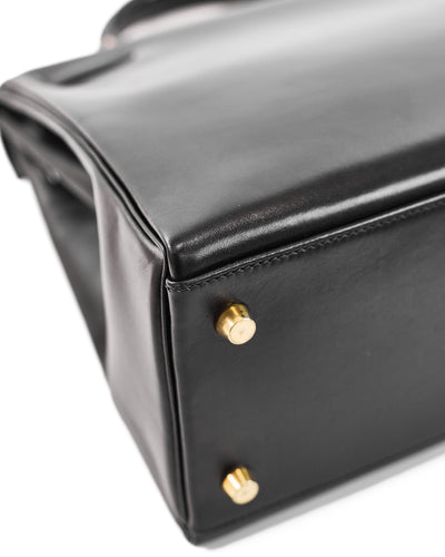 Hermes Vintage Black Box Kelly 32