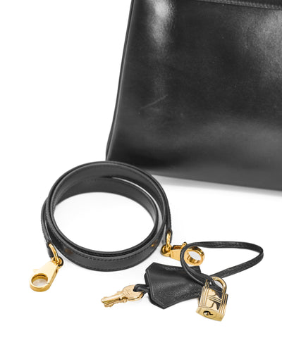 Hermes Vintage Black Box Kelly 32