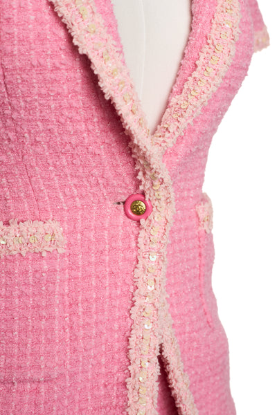 Chanel Rare Vintage 1995 SS Barbie Runway Pink Tweed Skirt Suit Set