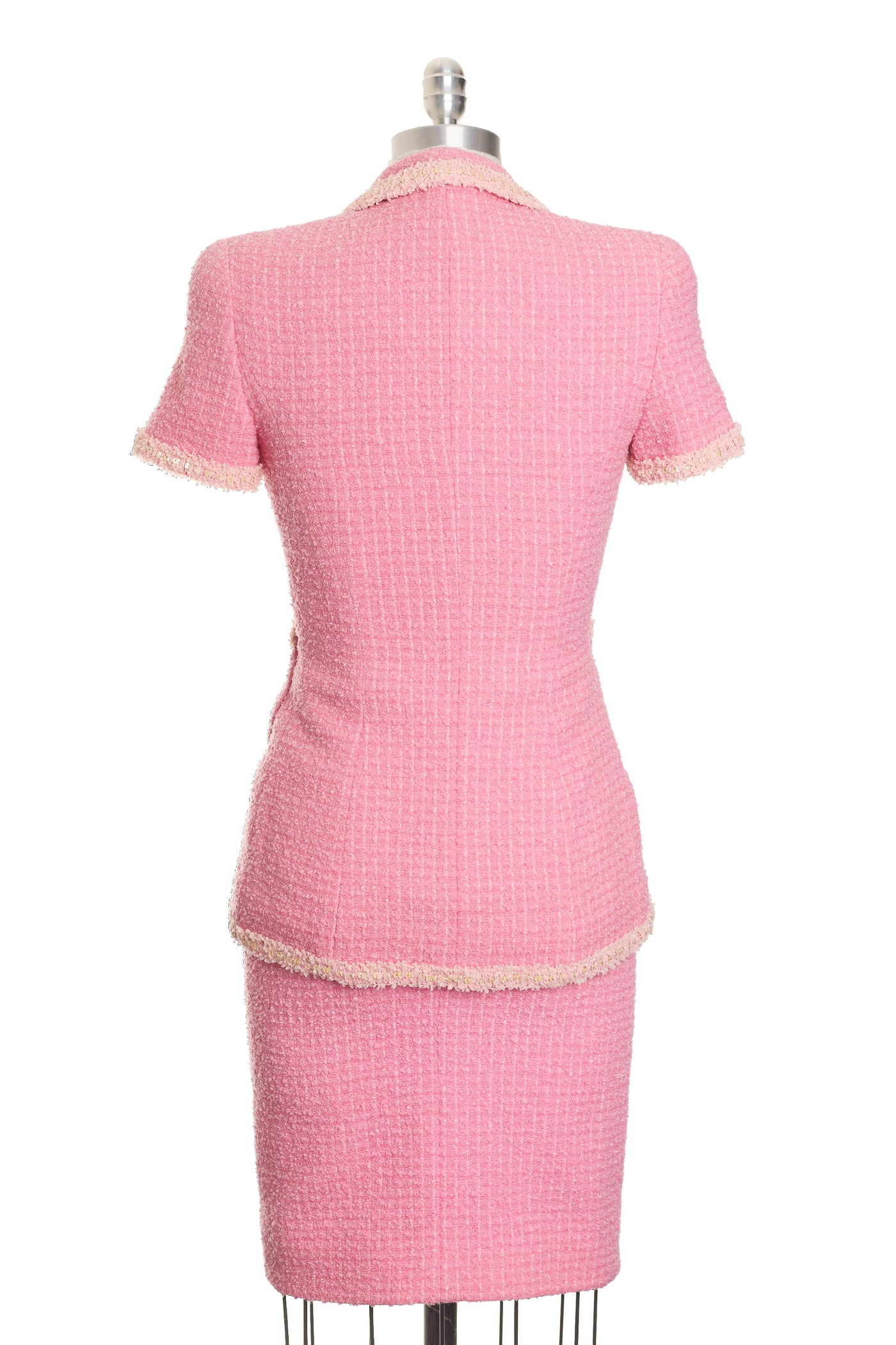 Chanel Rare Vintage 1995 SS Barbie Runway Pink Tweed Skirt Suit Set