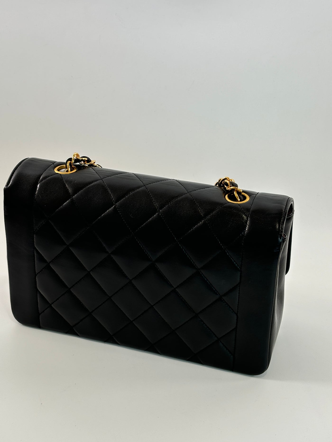 Chanel Vintage Black Lambskin Medium Diana