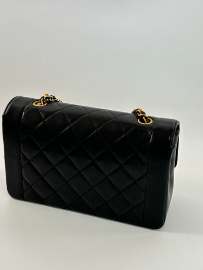 Chanel Vintage Black Lambskin Medium Diana