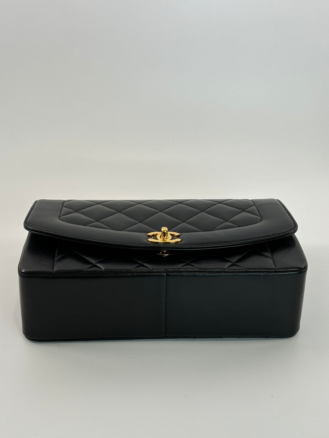 Chanel Vintage Black Lambskin Medium Diana