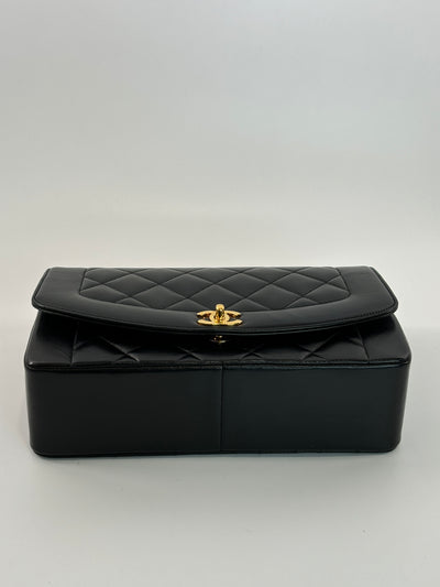 Chanel Vintage Black Lambskin Medium Diana