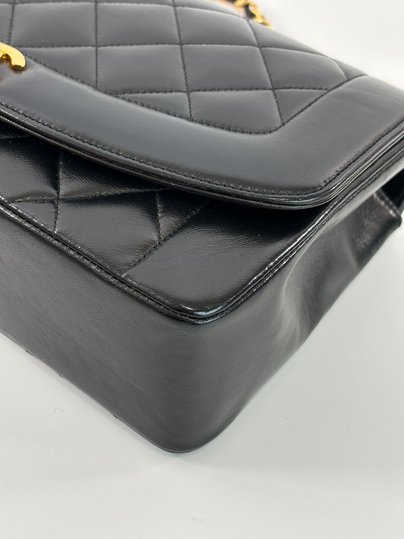 Chanel Vintage Black Lambskin Medium Diana
