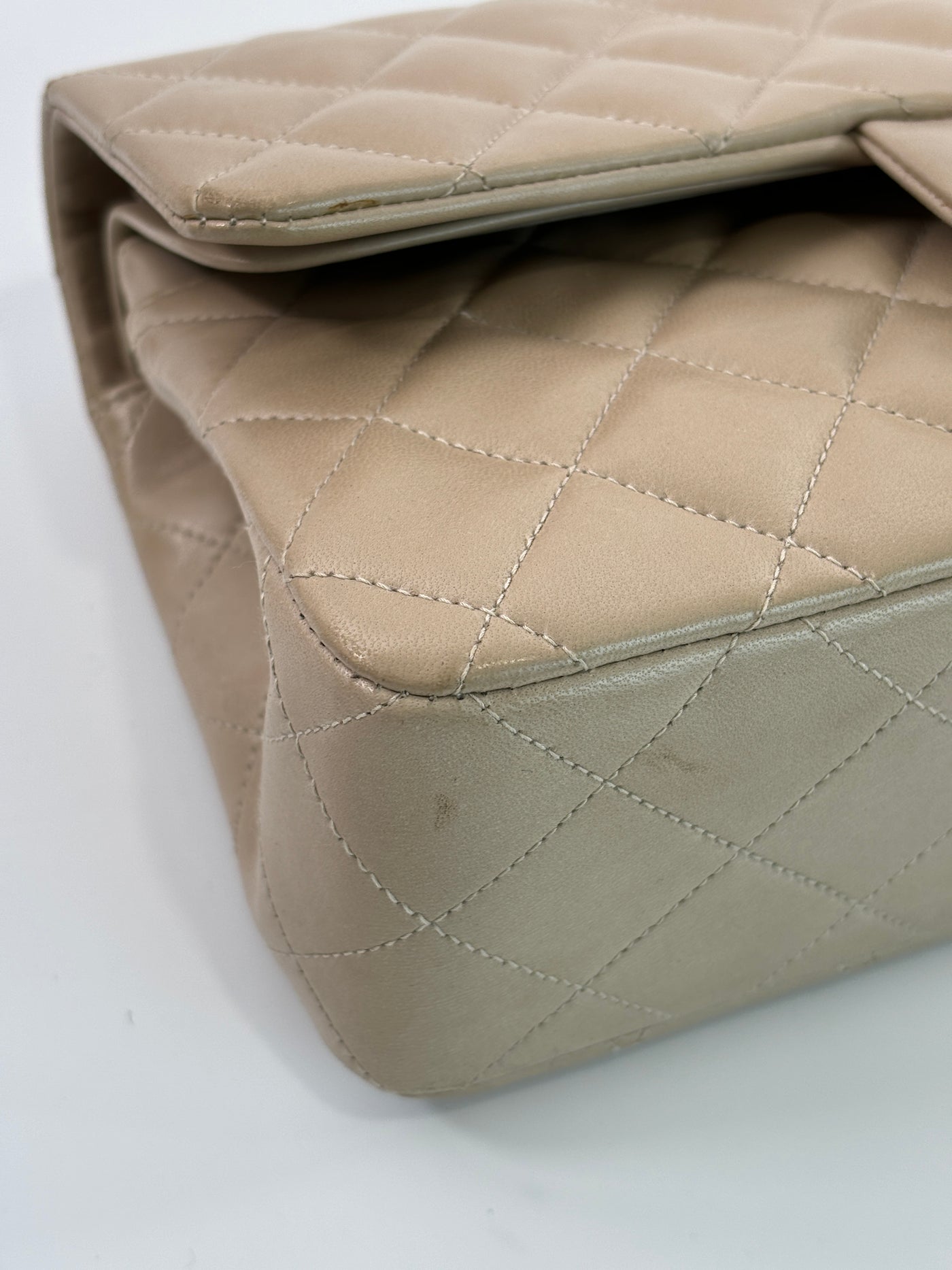 Chanel Vintage Greige Lambskin Small Classic Double Flap