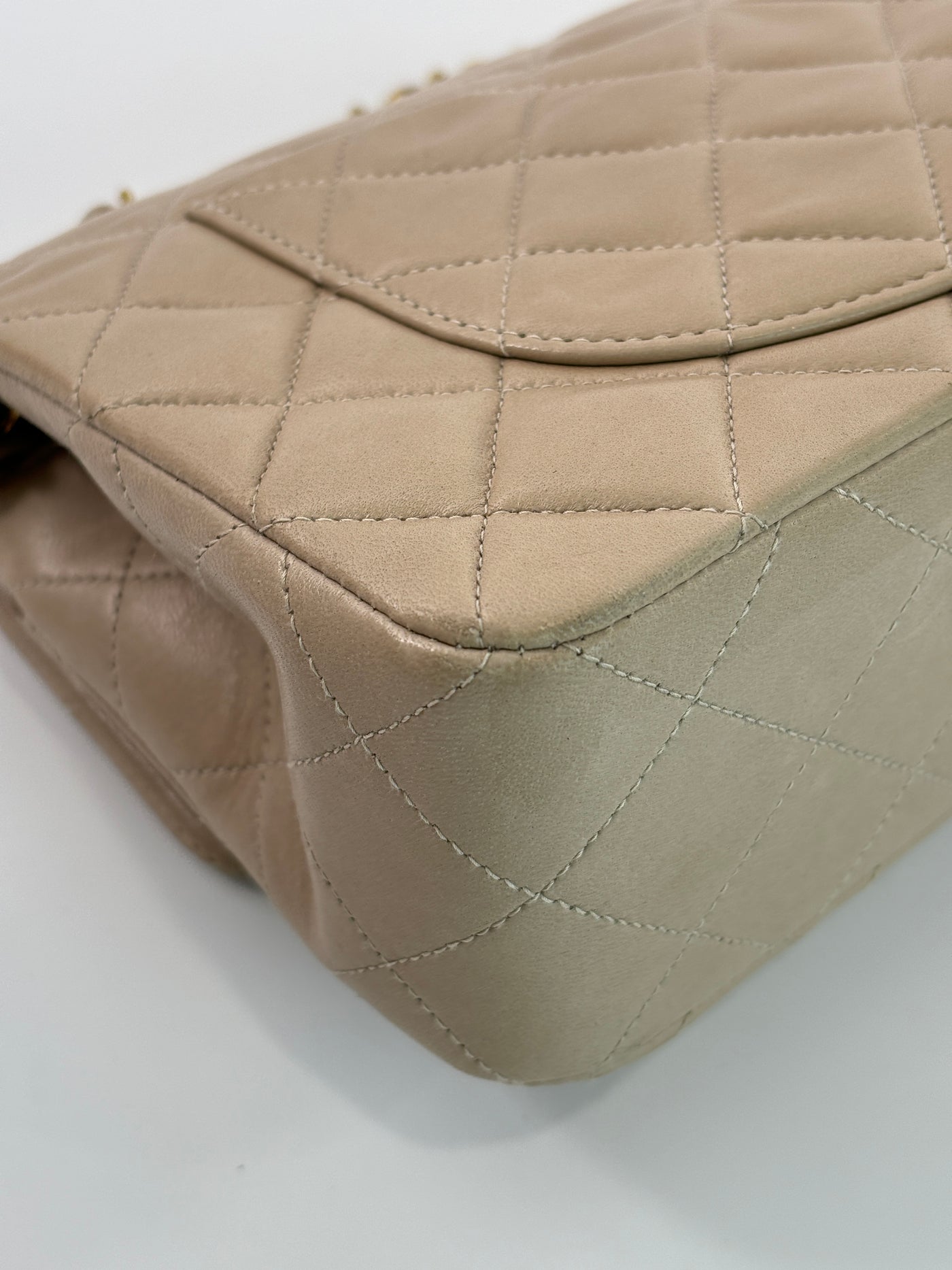 Chanel Vintage Greige Lambskin Small Classic Double Flap